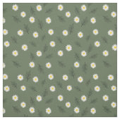 Olive Green Daisy Scatter - Combed Cotton Fabric ファブリック (見本)