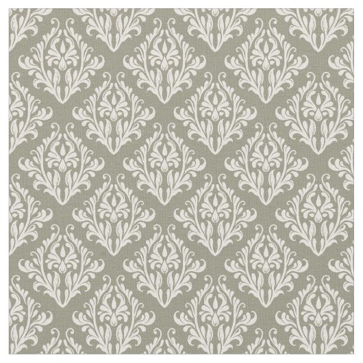 Olive Green Damask ファブリック (クローズアップ)