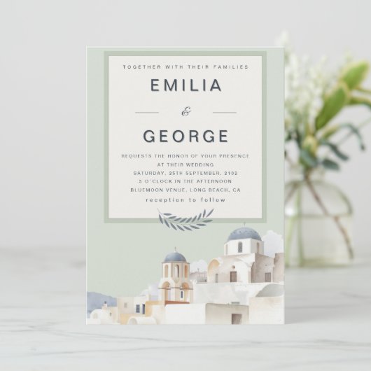 Olive Green Destination Wedding | Elegant  招待状 (スタンド正面)