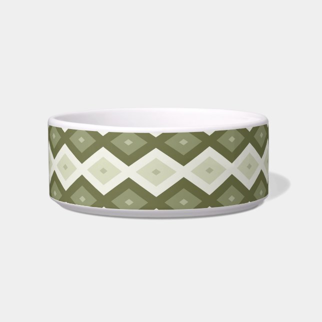 Olive green diamond pattern ボウル (正面)