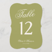 Olive Green Die Cut Wedding Table Number 招待状 (正面)
