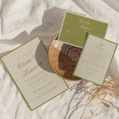 Olive Green Die Cut Wedding Table Number 招待状