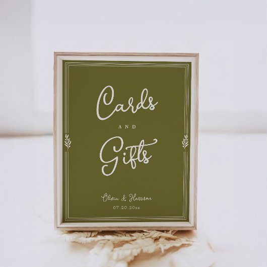 Olive Green Elegant Cards and Gifts Sign ポスター