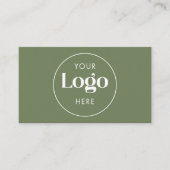 Olive Green Elegant Custom Company Logo QR Code 名刺 (正面)
