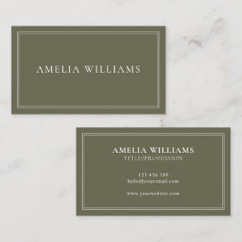 Olive Green Elegant Minimalist Professional 名刺