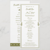Olive Green Elegant Wedding Program Card 招待状 (正面/裏面)