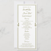 Olive Green Elegant Wedding Program Card 招待状 (正面)