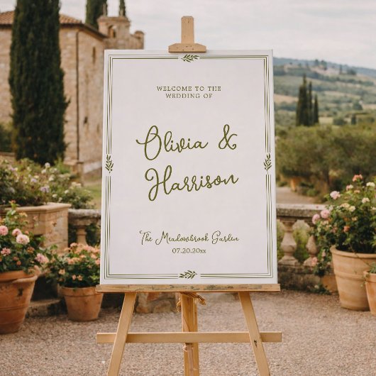 Olive Green Elegant Wedding Welcome Sign ポスター