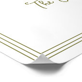 Olive Green Elegant Wedding Welcome Sign ポスター (角)