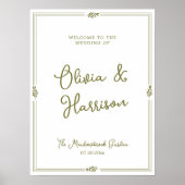 Olive Green Elegant Wedding Welcome Sign ポスター (正面)