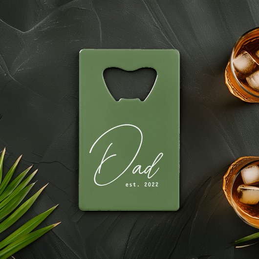 Olive Green First Father's Day Photo クレジットカード栓抜き