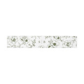 Olive Green Floral Garden Monogram Wedding 招待状ベリーバンド (フラット)