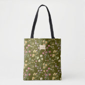 Olive Green Flowers Garden Trendy Unique トートバッグ (正面)