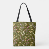 Olive Green Flowers Garden Trendy Unique トートバッグ (裏面)