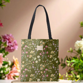 Olive Green Flowers Garden Trendy Unique トートバッグ