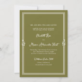 Olive Green Formal Wedding Invitation Card 招待状 (正面)