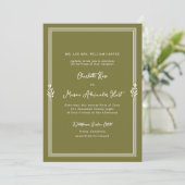 Olive Green Formal Wedding Invitation Card 招待状 (スタンド正面)
