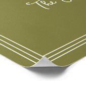 Olive Green Formal Wedding Welcome Sign ポスター (角)