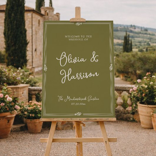 Olive Green Formal Wedding Welcome Sign ポスター