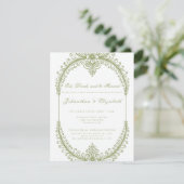 Olive Green French Flourish Frame Rehearsal Dinner 招待状 (スタンド正面)