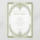 Olive Green French Flourish Frame Wedding プログラム (正面)
