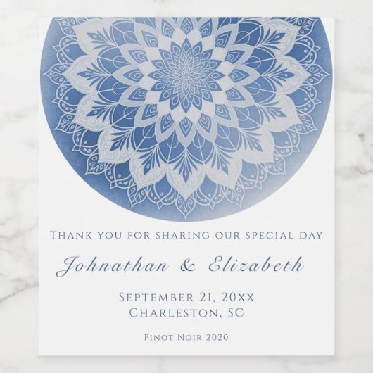 Olive Green French Flourish Frame Wedding ワインラベル (シングルラベル)