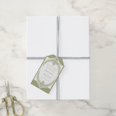 Olive Green French Flourish Frame Wedding Favor ギフトタグ (より糸付き)