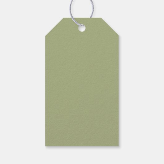 Olive Green French Flourish Frame Wedding Favor ギフトタグ (裏面)