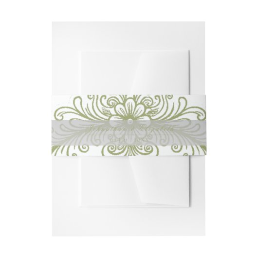 Olive Green French Flourish Wedding 招待状ベリーバンド (正面例)