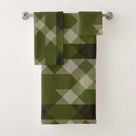 olive green geometric pattern バスタオルセット (インサイチュ)