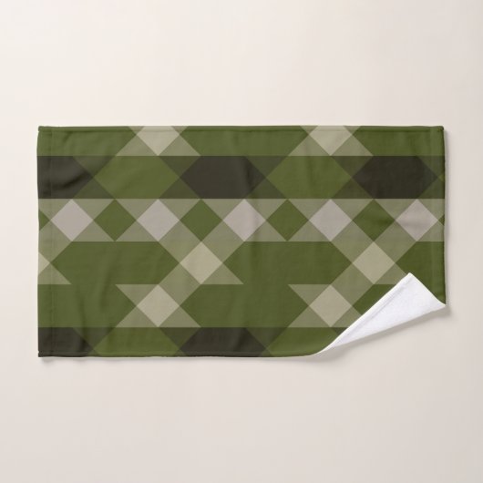olive green geometric pattern バスタオルセット (ハンドタオル)
