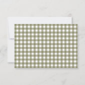 Olive Green Gingham Baby Shower  サンキューカード (裏面)