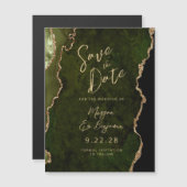 Olive Green Gold Agate Magnetic Save the Date (正面/裏面)