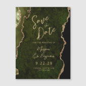 Olive Green Gold Agate Magnetic Save the Date (正面)
