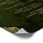 Olive Green Gold Agate Script Wedding Bar Menu  ポスター (角)