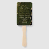 Olive Green Gold Agate Script Wedding Program ハンドファン (裏面)