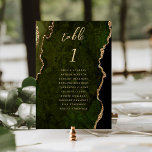 Olive Green Gold Agate Wedding テーブルナンバー<br><div class="desc">This elegant modern wedding table number card features an olive green watercolor agate background trimmed with faux gold glitter. The word "table" appears in gold-colored handwriting script. Add the names of your guests who are assigned to each table.</div>