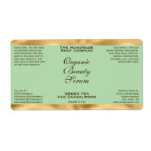 Olive Green & Gold Cosmetics Dropper Bottle Label ラベル (正面)