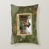 Olive Green Gold Marble Custom Graduation Photo アクセントクッション (正面(垂直))