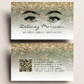 Olive Green Gold Marble Eyes QR Code Microblading 名刺