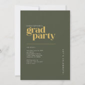 Olive Green Gold Modern Photo Graduation Party 招待状 (裏面)