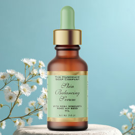 Olive Green & Gold Small Dropper Bottle Label  ラベル