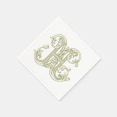 Olive Green "H" Monogram Cocktail Napkins スタンダードカクテルナプキン (角)
