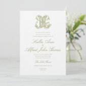 Olive Green "H" Monogram Wedding Invitation 招待状 (スタンド正面)