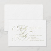 Olive Green "H" Monogram Wedding RSVP Card (正面/裏面)