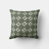 Olive Green Hand-Drawn Rustic Checkered Pattern クッション (裏面)