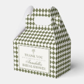 Olive Green Harlequin Checkered Bridal Shower フェイバーボックス (裏面サイド)