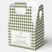 Olive Green Harlequin Checkered Bridal Shower フェイバーボックス (オープン)