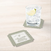 Olive Green Harlequin Checkered Bridal Shower ペーパーコースター (インサイチュ)