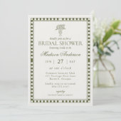 Olive Green Harlequin Checkered Bridal Shower 招待状 (スタンド正面)
